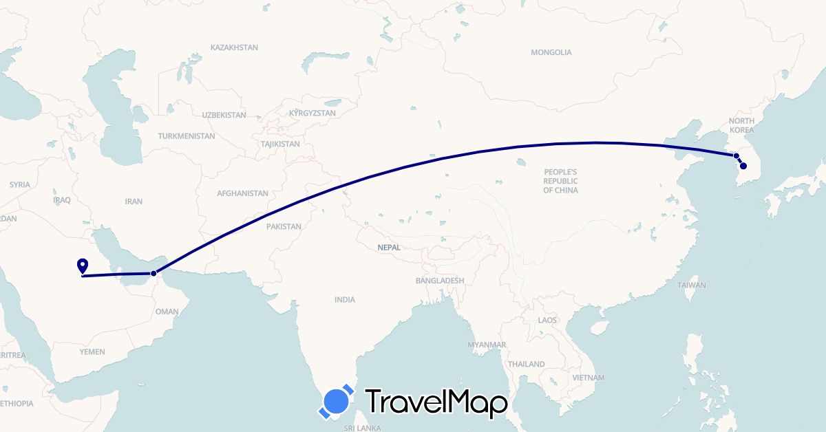 TravelMap itinerary: driving in United Arab Emirates, South Korea, Saudi Arabia (Asia)